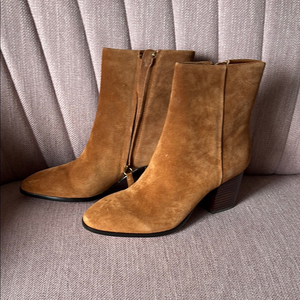 J.crew calf suede short shaft boot in dark nutmeg. 8.5